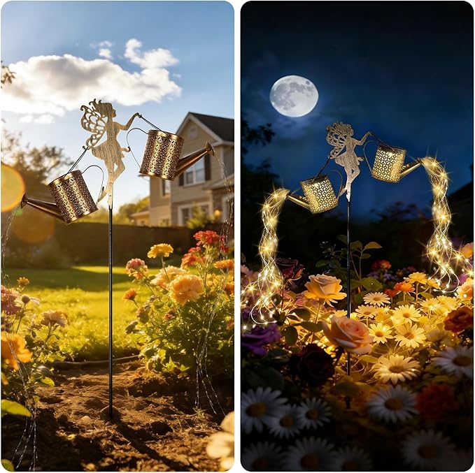 Solar Watering Can Light - Solar Yard Decorations OutdoorGarden Decor Lights for YardIP65 Waterproof Hanging Lantern LightsOutside Garden Flower Bed Decor Light for Moms Birthday 2PCS