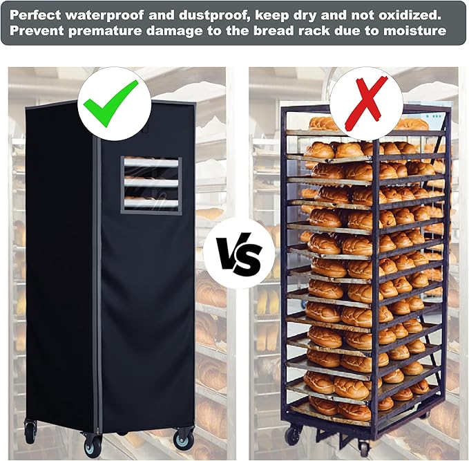 Bakery Rack Cover with Zipper23X28X64 High Density Waterproof and Dustproof20tier Sheet Pan Rack/Bun Pan Rack Cover with Vents