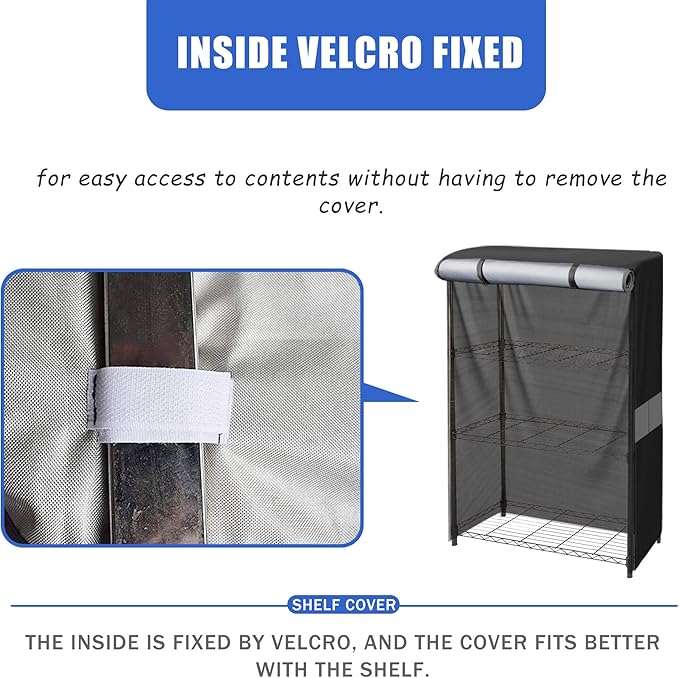 Wire Shelf Cover600D Heavy Duty Waterproof Dustproof Standing Shelf Units Cover Storage Rack Cover with Zipper for Metal Shelving (30 W x 14 D x 60 H)