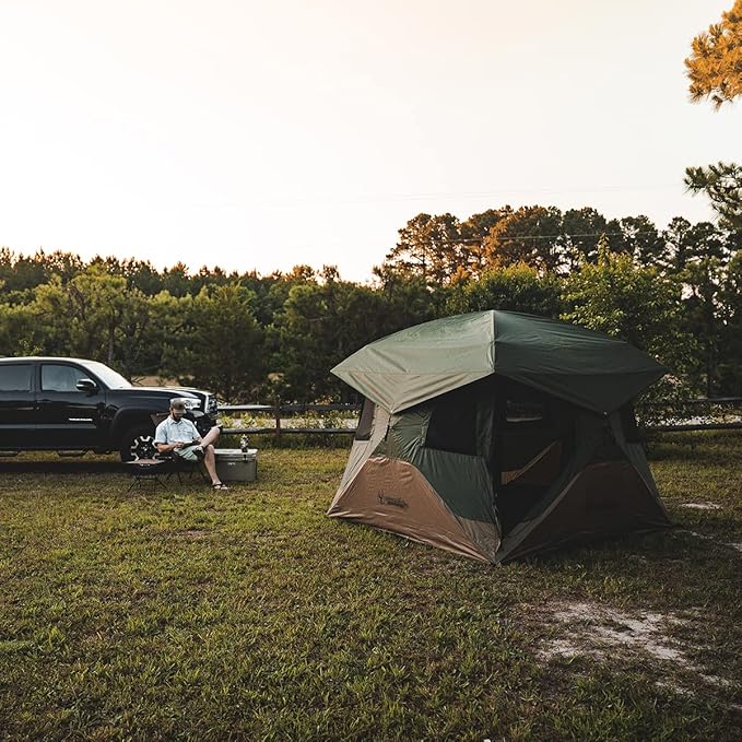 Gazelle T4 Overland Edition GT401GR Pop-Up Portable Camping Hub Tent Easy Instant Set up in 90 Seconds Alpine Green/Moss 4-Person Family Overlanding
