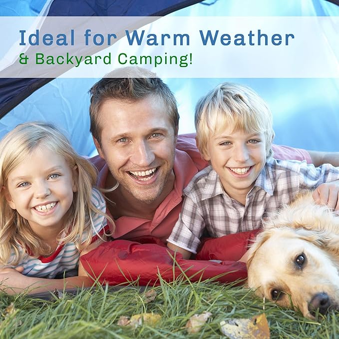 Kids Sleeping Bag - Lightweight Carrying Bag with Compression Straps for Camping Backpacking and Sleepovers by Wakeman Outdoors (Neon Green/Black)