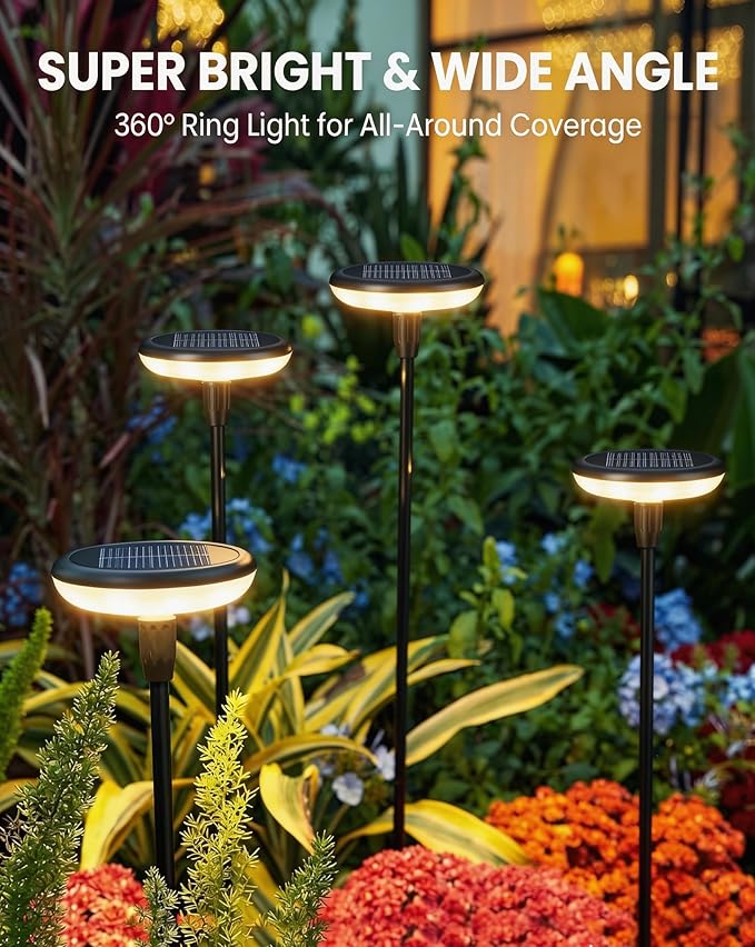 LETMY Solar Pathway Lights Outdoor 8 Pack Durable Metal Solar Path Lights Auto On/Off Garden Lights Solar Powered IP65 Waterproof Solar Lights Outdoor for Landscape Path Garden Patio Driveway