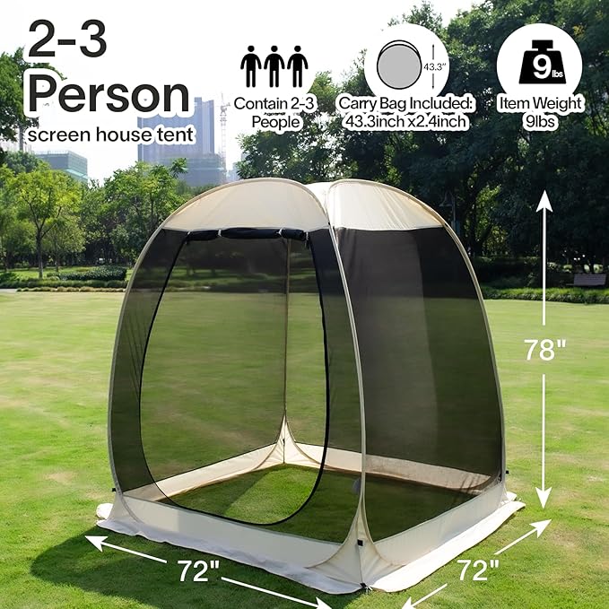 Alvantor Pop Up Screen House Gazebo with Mosquito Netting Instant UV Resistant Sun Shelter for Patio &amp Backyard Portable Canopy Tent for 2-10 Person