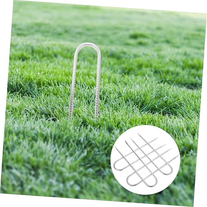 4Pcs Heavy Duty U Shaped Landscape Stakes for Ground Fixing Weather Resistant Anchoring Tools for Camping Gardening and Turf Protection Durable Lawn Stakes for Outdoor