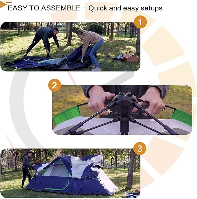 6 Person Family Camping TentWaterproof Windproof with Top RainflyEasy Set UpPop Up Tent for Outdoor Camping Hiking Travel