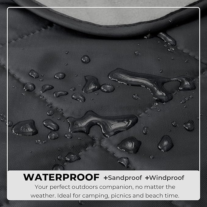 BRAWNTIDE Large Outdoor Waterproof Blanket - Extra Thick Fleece Warm Windproof Sandproof Quilted 82 x 55 Ideal for Beaches Picnics Camping Stadiums Dogs Car