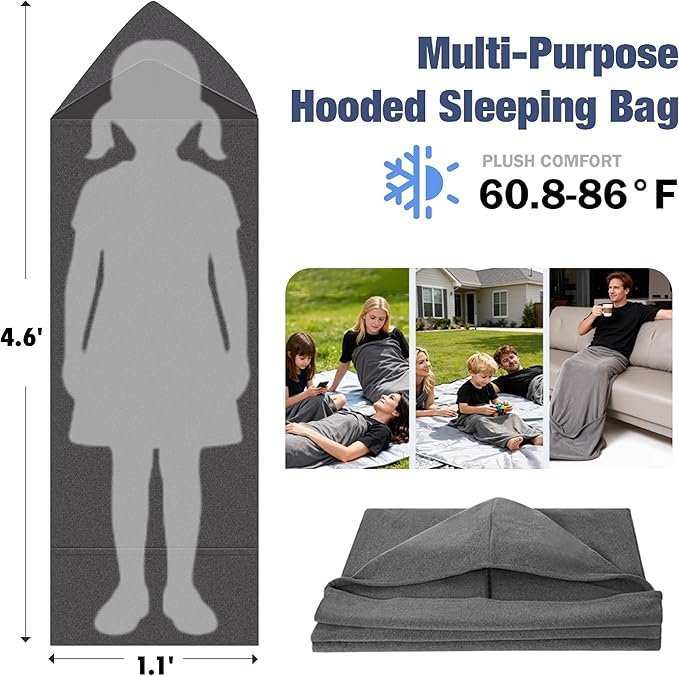 Sleep Pod for Deeper Sleep - Weighted &amp Cozy Wearable Blanket Hoodie Home Camping Sleeping Bag Anxiety Relief Portable for Travel &amp Home Lounging