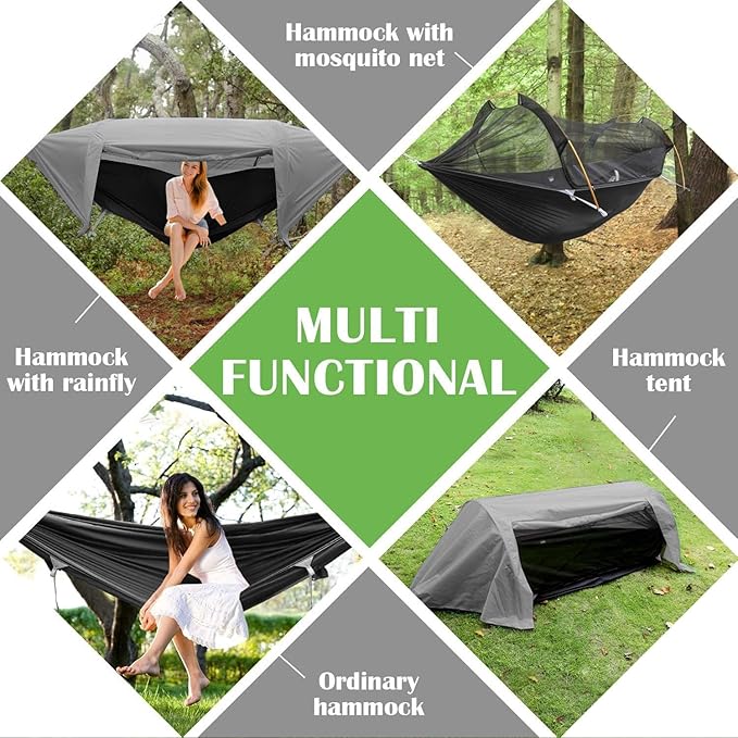 WintMing Hammock with Mosquito Net and Rain Fly Cover 3 in 1 Camping Hammock Tent 440lbs Load
