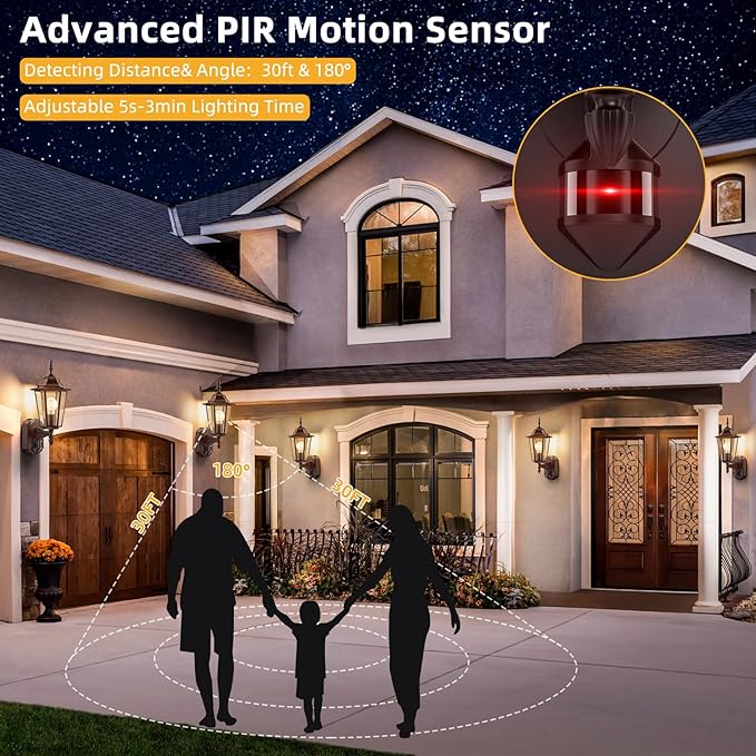 Lamomo Motion Sensor Outdoor Lights Upgrade Dusk to Dawn Bronze Outdoor Light Fixture Wall Mounted 100% Anti-Rust Aluminum Waterproof Porch Lights for Patio Front Door Garage