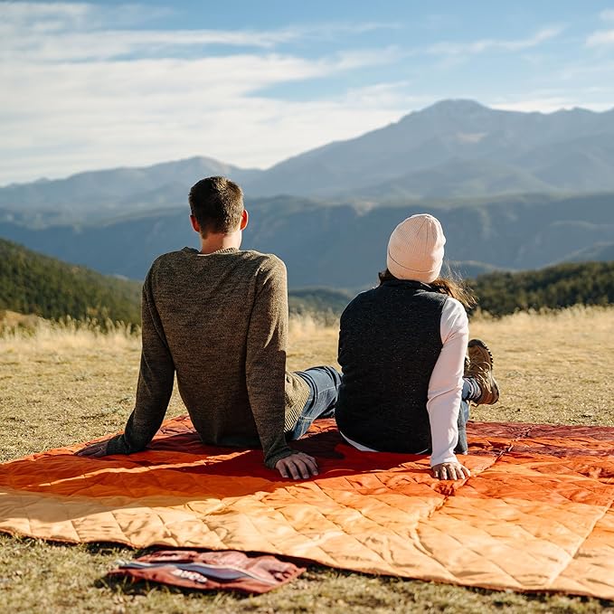CORE Outdoor Weighted Blanket | Packable Waterproof Picnic Blanket Beach Mat Tent Camping Rug &amp Stadium Blanket | Large Portable 94 x 78 Quilt Design with Built-in Straps and Carry Handle