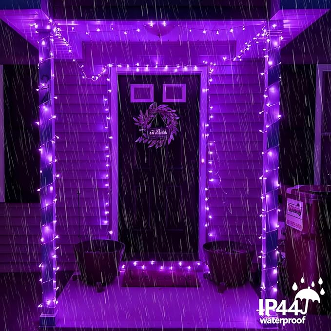 YEGUO 165ft 500 LED Christmas Lights Outdoor Waterproof Purple String Lights Indoor Plug in 8 Modes Clear Wire Purple Lights for Halloween Holiday Home Tree Garden Patio Decor