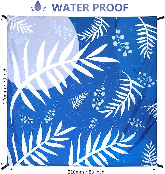 Beach Blanket Waterproof Sandproof Extra Large Beach Mat 79 X 83/120x108for 1-8 Adults Quick Drying Durable Outdoor Picnic Mat for Beach Travel Camping Hiking