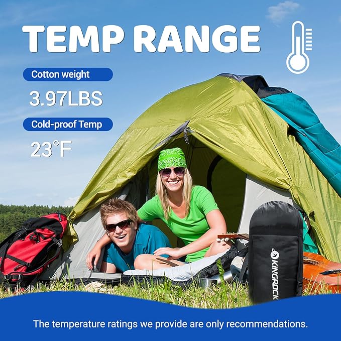 KINGROCK Sleeping Bags for Adults Backpacking Lightweight Waterproof- Cold Weather Sleeping Bag for Adults for Warm Camping Hiking Outdoor Travel with Compression Bags