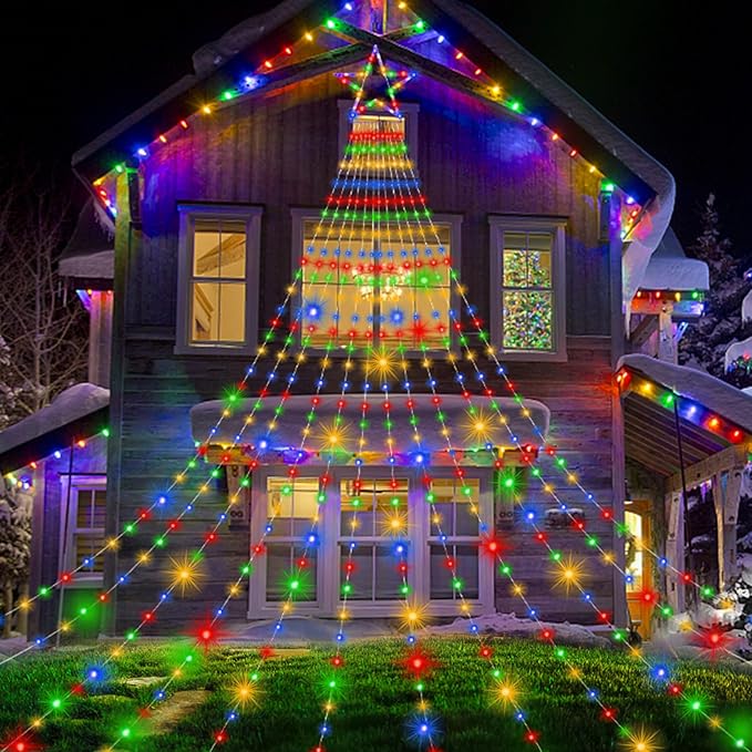 Onory 23FT Christmas Outdoor Waterfall Star String Lights 860 LEDs 8 Modes Waterproof for Yard Patio Party Decorations