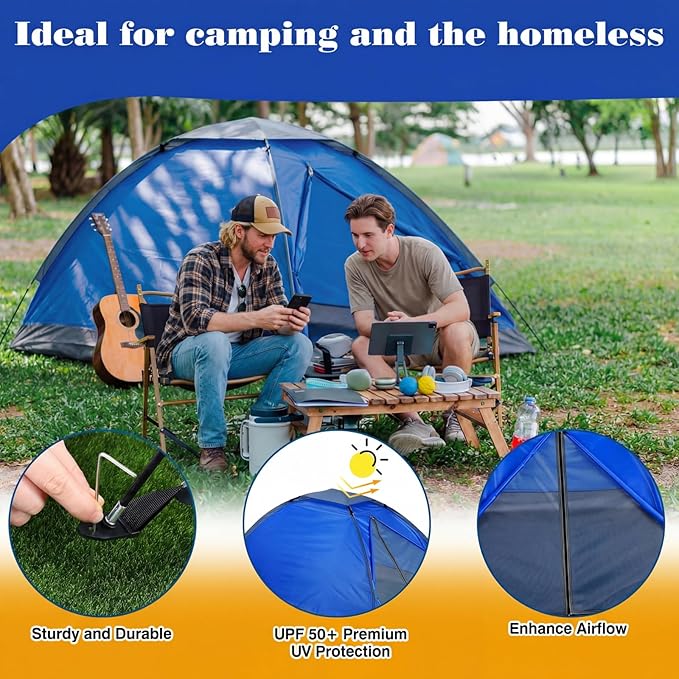 SATINIOR 10 Pack 2 Person Tents for Homeless Bulk Homeless Backpacking Supplies Lightweight Tent Waterproof Windproof Setup with Stakes Carrying Bag for Camping Charitable Donation