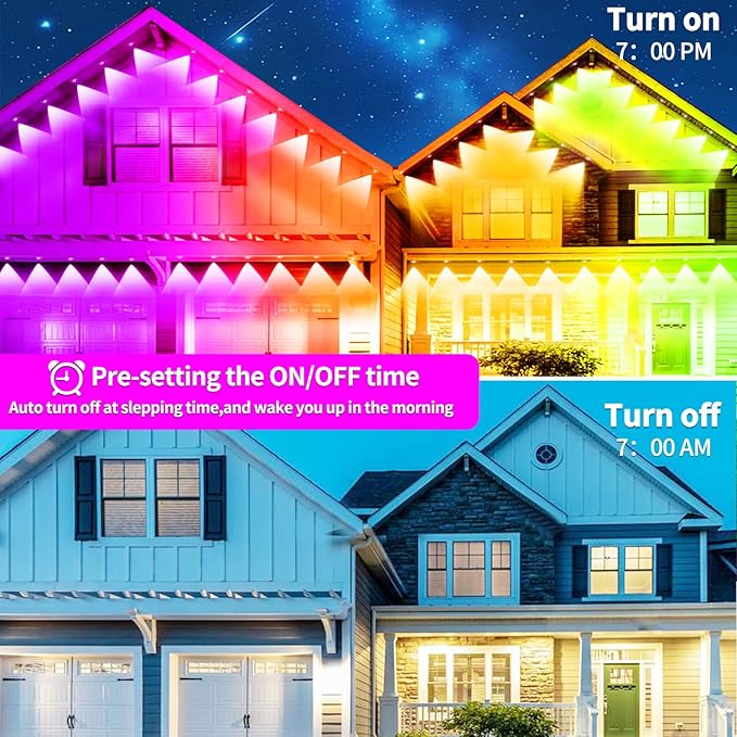 400ft Permanent Outdoor Light RGB Smart Outdoor eave Lights with APP &amp Remote Controltimed Music synchronisation IP67 Waterproof LED eave LightSuitable for PartyHalloweenChristmasRooftopGar