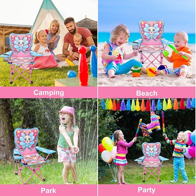KABOER Kids Outdoor Folding Lawn and Camping Chair with Cup Holder and Carrying Bag Children's Camping Chairs