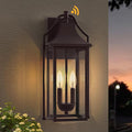 𝟏𝟖𝑰𝑵 Outdoor Wall Sconce Fixtures Dusk to Dawn Patio Lights Waterproof Exterior Lanterns 2-Light Modern Wall Light Mounted with Glass Brown Outside Lights for House Front Door Decor
