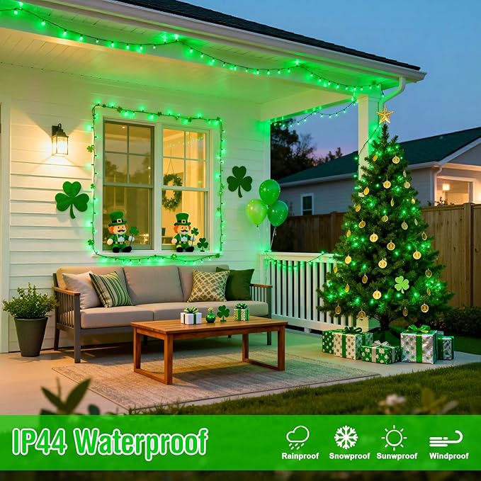 JMEXSUSS 500 LED Green Christmas Lights 8 Modes St Patrick's Day Lights Outdoor Plug in 173ft Green String Light for St Patrick's Day Party Xmas Tree Decorations