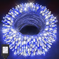 KNONEW Outdoor Christmas Lights 500 LED 197ft String Lights 8 Modes &amp Memory Fairy Light Plug in Waterproof LED String Lights for Xmas Yard Tree Wedding Party (Blue and White)