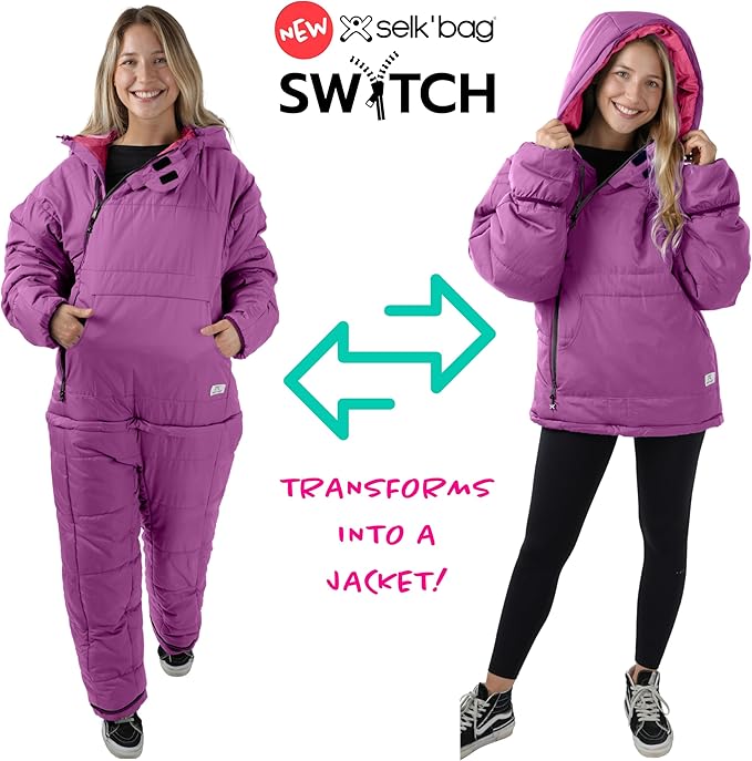 Selk'bag SWYTCH Lite Wearable Sleeping Bag &amp Jacket | 2-in-1 Lightweight Eco-Friendly 40°F for Camping &amp Travel