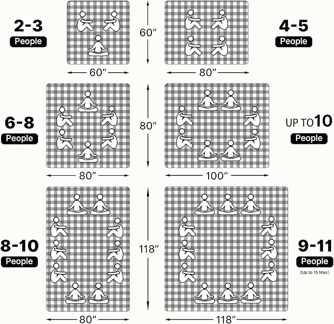 TigeJoy Extra Large Picnic Blanket Waterproof Foldable 80''x80'' Outdoor Picnic Mat Beach Blanket Sandproof for Park Grass Travel Hiking Camping Essentials Gingham Picnic Blanket