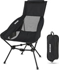 MARCHWAY Lightweight Folding High Back Camping Chair with Head Support Stable Portable Compact for Outdoor Camp Travel Beach Picnic Festival Hiking Backpacking (Highback Black)