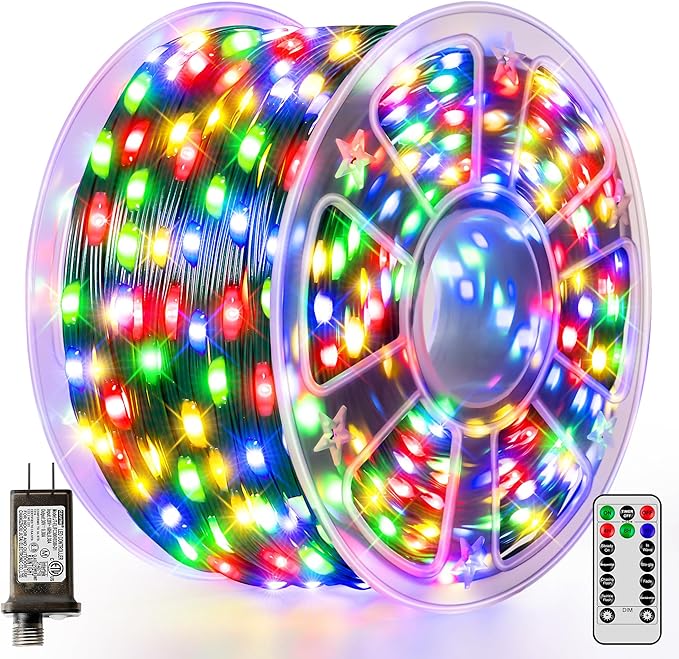 LumiGlow Christmas Lights 1200 LED 394 FT IP67 Waterproof Christmas Tree Lights with 8 Modes Outdoor String Lights with Timers &amp Memory Function Xmas Light for Holiday Decor (Multicolored)