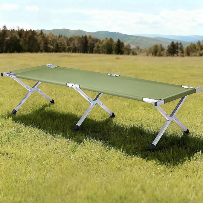 Camp Bed Portable Folding Camping Cot for AdultsIndoor Outdoor Portable Sleeping Cot for Hiking Camping with Carrying Bag Army (Army Green)