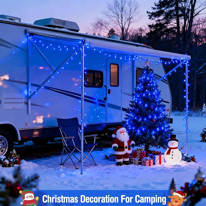 JMEXSUSS Blue 400 LED Christmas Lights Outdoor 132ft Christmas Tree Lights with Remote Indoor Blue String Lights Plug in for House Christmas Bush Decorations