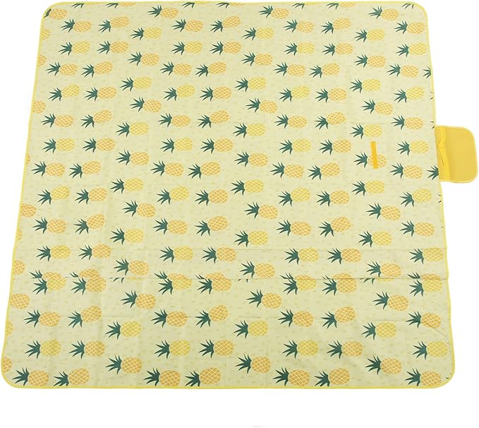Picnic Blanket Oxford Cloth Rectangle Moistureproof Foldable Mat Camping Blanket Large Size 195x200cm Durably 3 Layer Material Aluminum Film Backing for Heat Insulation (Fruit)