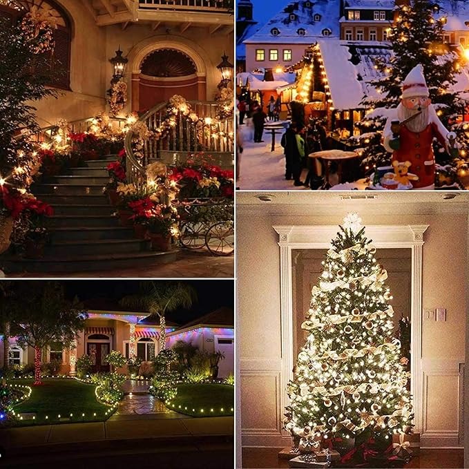 Brightown C9 LED Christmas String Lights 66ft 100 LED Waterproof Strawberry String Lights Plug-in Extendable Green Wire Lights String for Outdoor Indoor Outside Patio Wedding Party Decoration