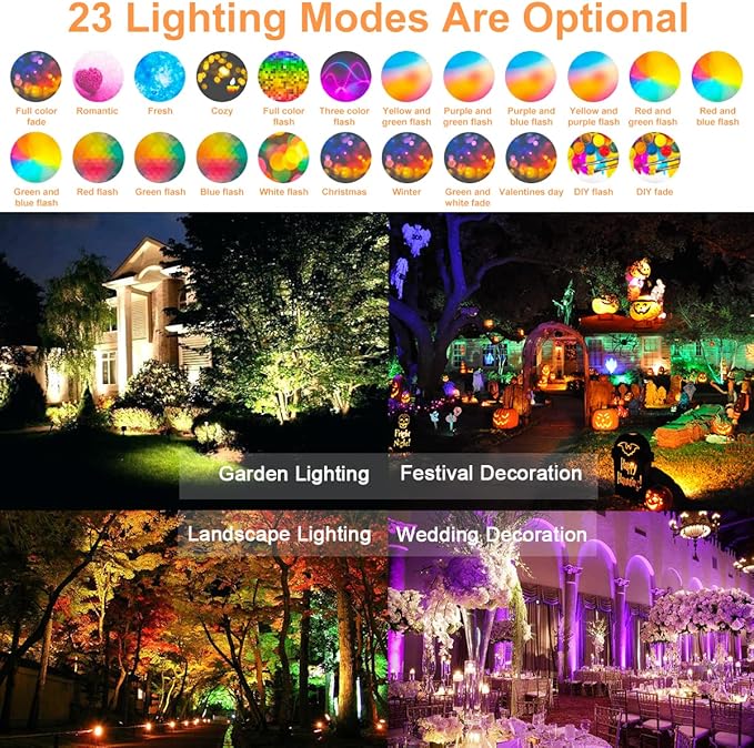 LED Flood Lights RGB Color Changing 300W Equivalent Outdoor 30W Bluetooth Smart RGB Floodlight APP Control IP66 Waterproof Timing 2700K&amp16 Million Colors 23 Modes for Garden Stage Lighting 6 P