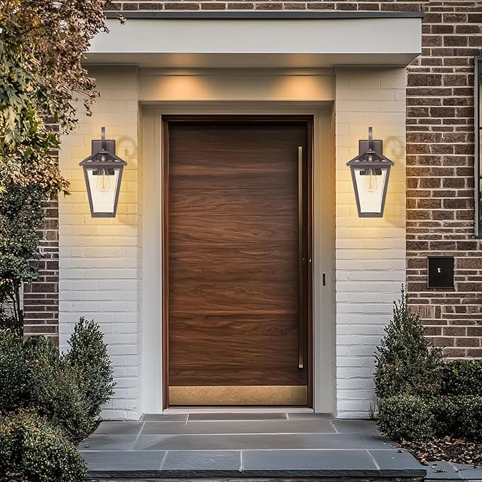Outdoor Light Fixtures Wall Mount Waterproof Exterior Wall Lanterns with Glass Outside Wall Sconces Front Porch Lights for House Garage Doorway Patio Oil-Rubbed Bronze