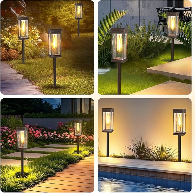 12 Pack Solar Pathway Lights OutdoorIP65 Waterproof - Bright Solar Lights OutdoorAuto On/Off Pathway Lights Solar PoweredSolar Path Lights for Walkway Driveway Garden