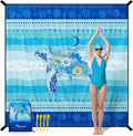 Diveblues Beach Blanket Oversized Extra Large 110 * 118/ 9 * 10 FtBeach Mat Waterproof SandproofSoft and Durable Picnic Mat for Travel Camping Beach Vacation4 Stakes &amp 1 Travel Bag