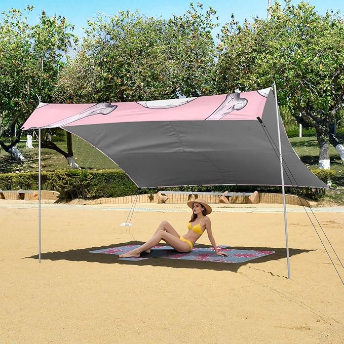 Beach Tent Sun Shelter Skulls Bones Lightweight &amp Easy Setup Beach Shade Canopy for Camping Fishing