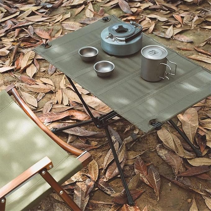 Ultralight Folding Camp Table Portable Outdoor Hiking and Camping Desk Easy Carry Foldable Metal Frame Green