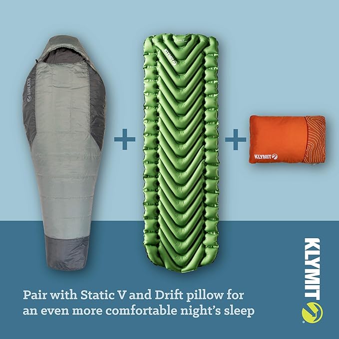 Klymit Sleeping-Bags KLYMIT Wild Aspen Lightweight Mummy Sleeping Bag Best Gear for Cold Weather Camping Hiking Backpacking Pair with Static V Sleeping Pad (Size Regular to XL)