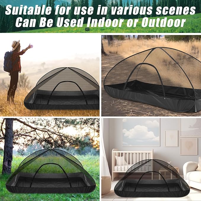 2 Pcs Pop up Mosquito Net Tent for Camping Outdoor 86. 6 x 39. 4 x 37. 4 Inch Foldable One Person Pop Tent Waterproof Freestanding Insect Bug Net for Summer Camps Camping Hiking Outdoor