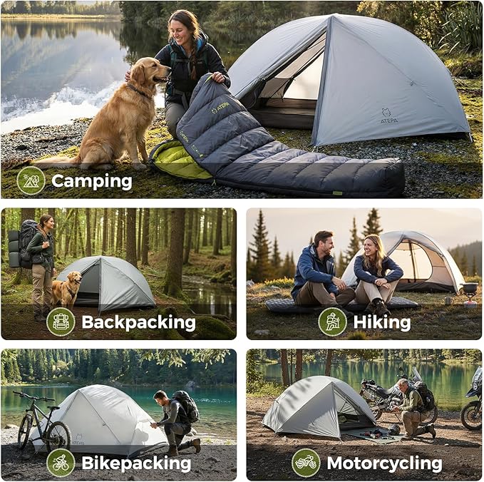 ATEPA Voyage 1-2 Person Backpacking Tent 4 Season Ultralight Camping Tent 4000mm Waterproof Double Layer Cold Wearther Easy Set Up Tent for Family Camp Hiking Hunting Outdoor Mountaineering Travel