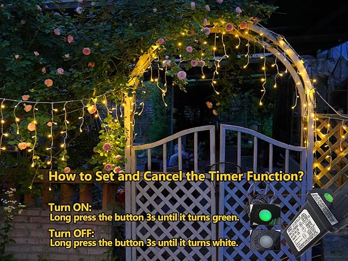 QITONG Warm White Icicle Lights for Outside 66ft 800 LED String Lights Indoor with 8 Modes Clear Wire Connectable Icicle Christmas Light Plug in