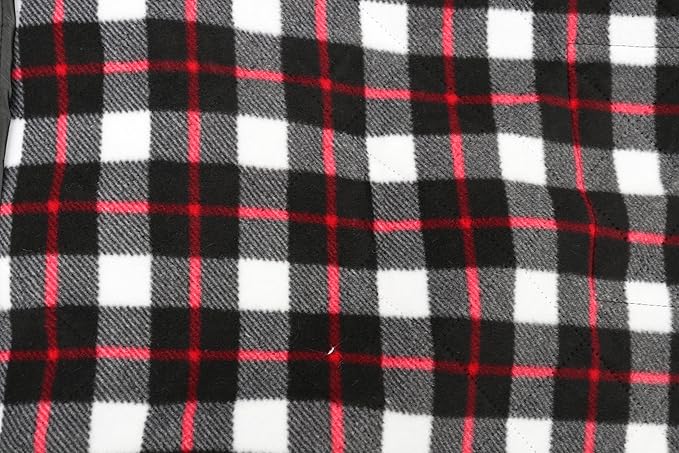 LOTUS LEAF Waterproof Stadium Blanket 85”X 55” PackableWindproof Extra Thick Picnic mat Stadium Blankets for Camping with Quilted Fleece LiningMachine WashableBlack (Red Check)