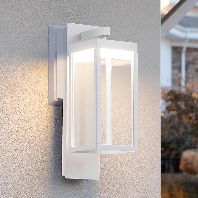 Outdoor Wall Sconce Exterior Waterproof Wall LanternsModern Black Exterior Light Fixture with Clear Glass Shade Anti-Rust Outdoor Wall lamp for Patio Front Door Entryway Garage