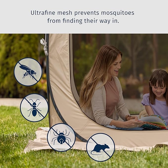 East Oak Screen House Tent Pop-Up Portable Screen Room Canopy Instant Screen Tent 10 x 10 FT with Carry Bag for Patio Backyard Deck &amp Outdoor Activities Brown