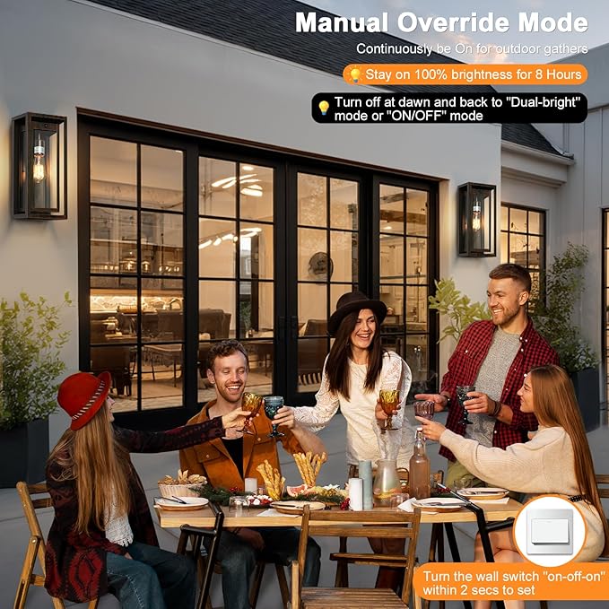 15 Motion Sensor Classic Outdoor Light Fixture Wall Mount 3 Lighting Modes Waterproof Anti-Rust Wall Sconces 2 Pack Exterior Lighting Fixtures for Front Door Porch Garage