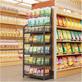 5 Tier Black Rack Display Stand with Hooks Floor Standing Potato Chip Shelf for Commercial Kitchen &amp Break Room Food Organizer for Pantry Size: 60x27cm