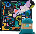 Rudie Nudie Jumbo Beach Mat with Umbrella Hole 6'7 x 6'7 Waterproof Sandproof Picnic Blanket Large Foldable Sand Free Beach Blankets for Park Outdoor Portable Picnic Mat for Grass Sand &amp Law
