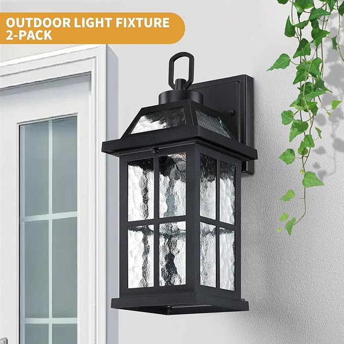 14 '' Outdoor Lights for House 2 Packs Black Exterior Light Fixtures Porch Light Wall Mount Waterproof Sconce Lights Outside Modern Outdoor Lighting Wall Lanterns for House Garage Patio Front Door