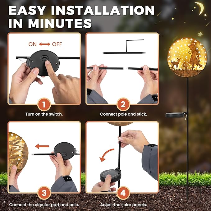 Solar Garden Lights Metal Shepherdess Sculpture Pathway Stakes Waterproof Outdoor Decorative Lights for Yard Patio Garden Porch Gifts for Women Mom 1 Pack